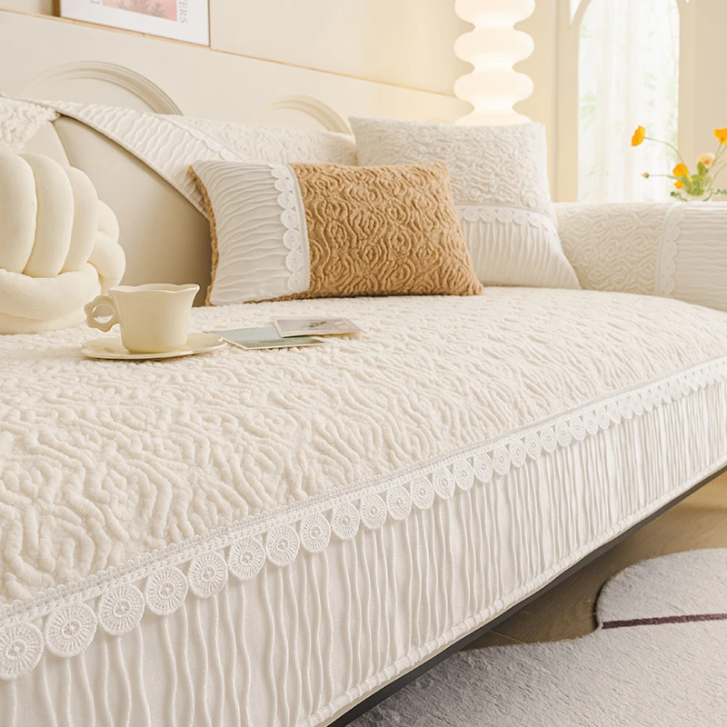 冬季不掉毛玫瑰绒沙发垫2025新款加厚毛绒坐垫撸猫感沙发套罩盖布