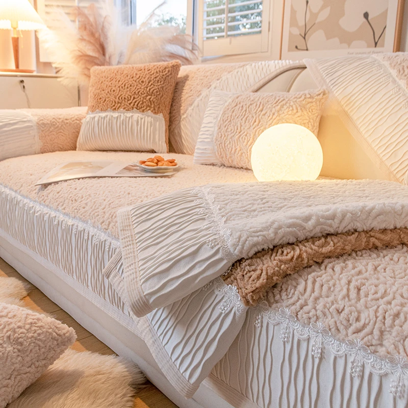 秋冬沙发垫奶油风高级感客厅加厚防滑毛绒沙发套罩2025新款盖布巾