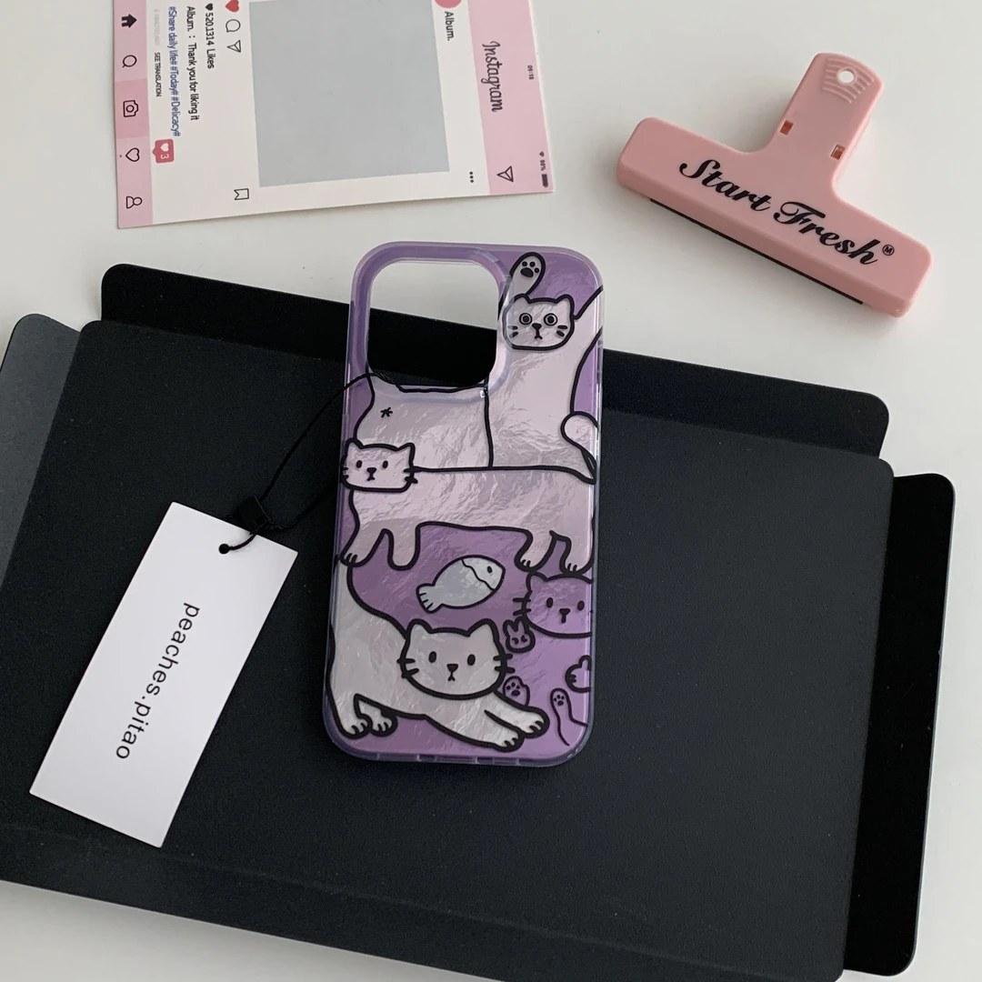粉慵懒猫适用于苹果iPhone15手机壳14ProMax13Pro1211全包8P/7P