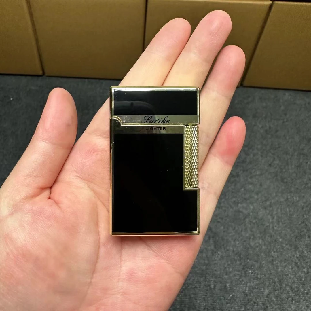 黑金中国漆朗声侧打双火充气打火机