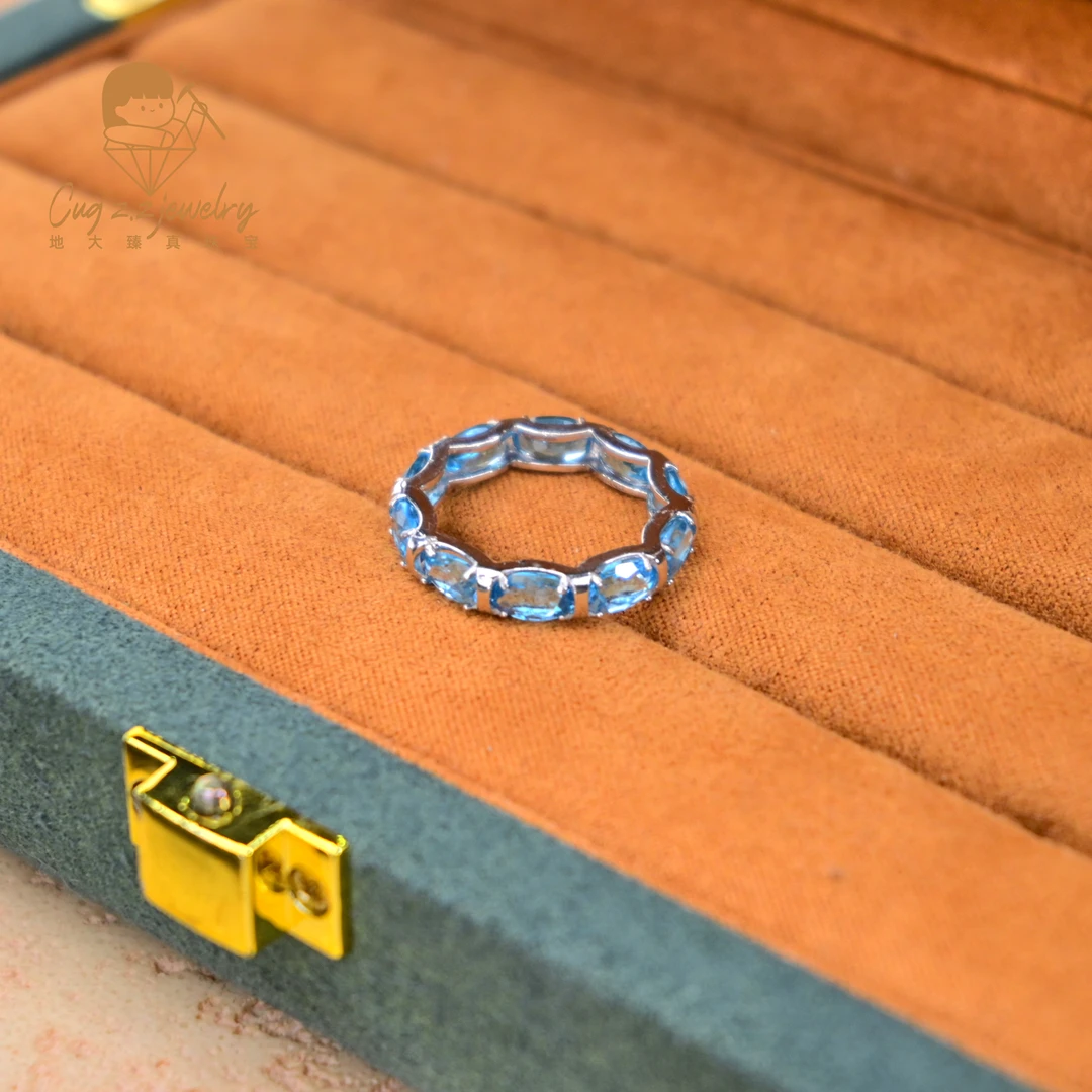 托帕石满圈排戒轻奢贵气满钻戒指s925银戒指礼物