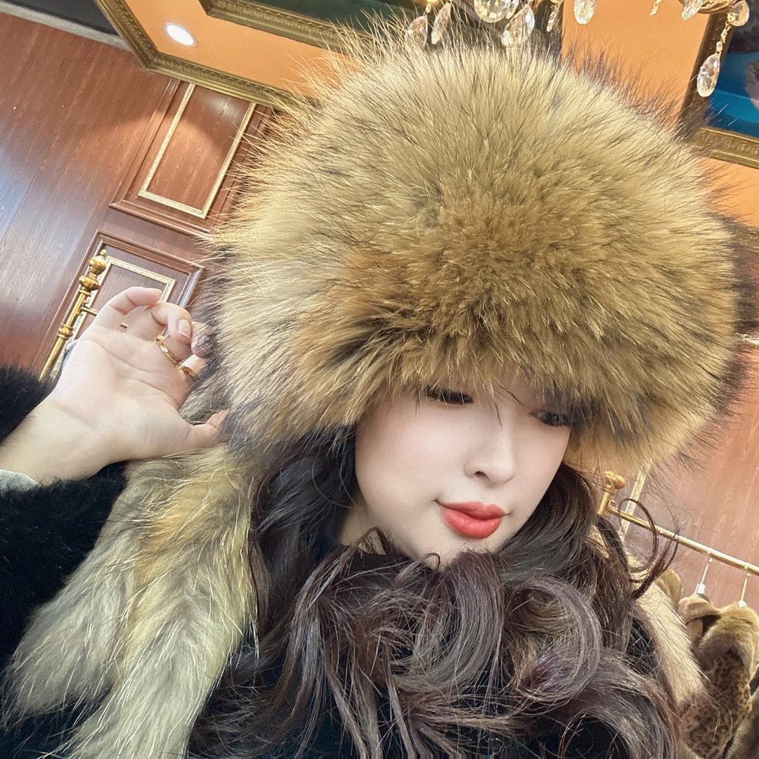 阿宁家2023年冬季新款进口貉子毛帽子保暖时尚女士百搭加厚