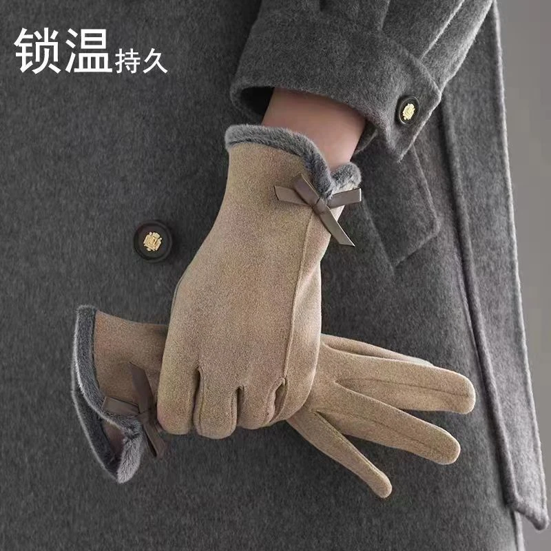 手套冬季女士骑行电动车加绒加厚防风可触屏保暖德绒冬天骑车防寒