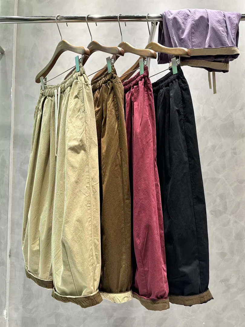 2025春季韩版宽松加肥加大码胖mm休闲高腰刺绣笑脸工装阔腿老爹裤