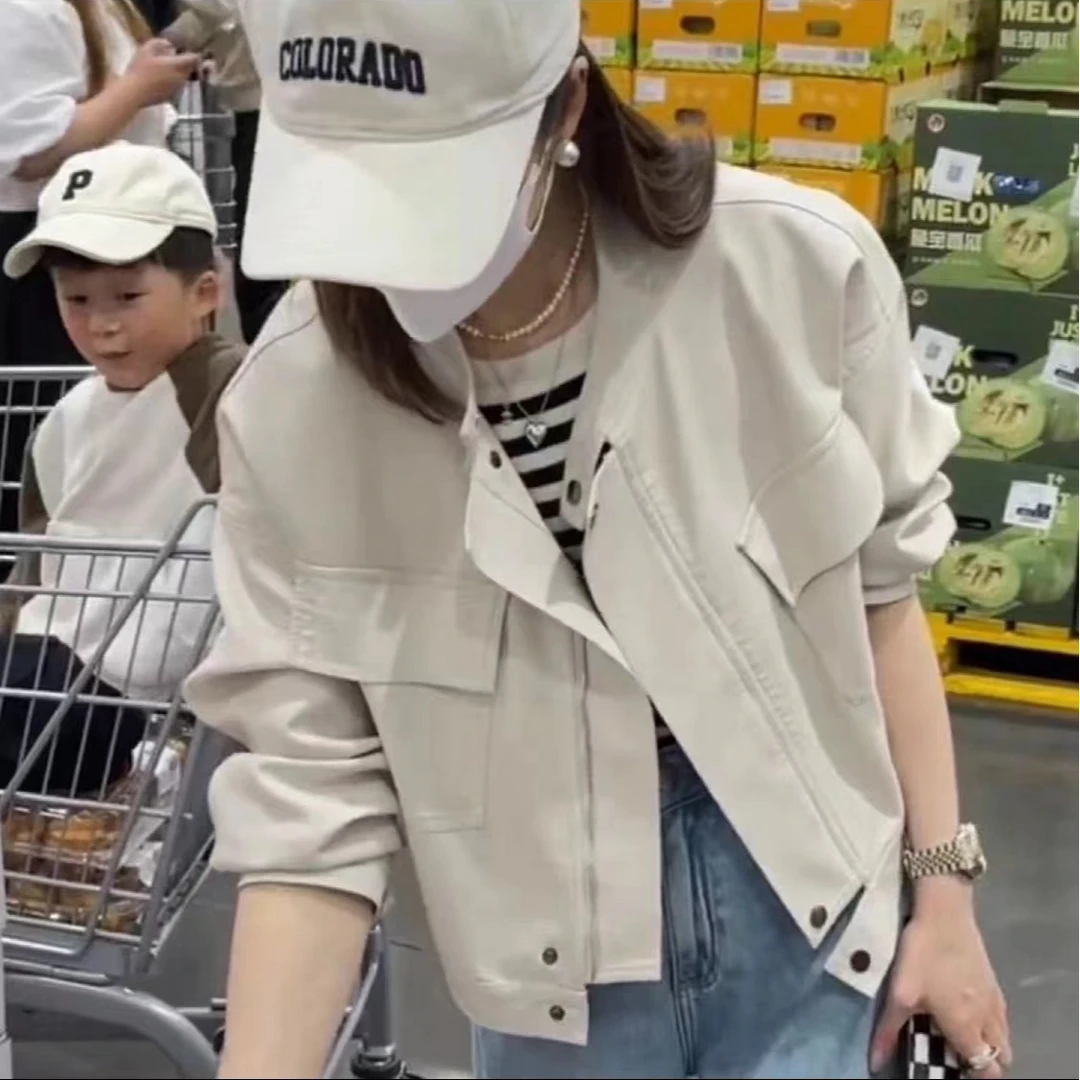 2024春秋短款女装皮衣外套韩版皮夹克外套