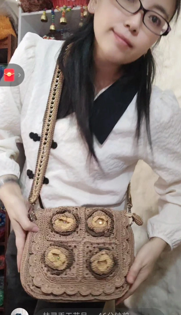 美拉德色系小方包时尚小众中古斜挎包材料包，有详细视频教程单肩