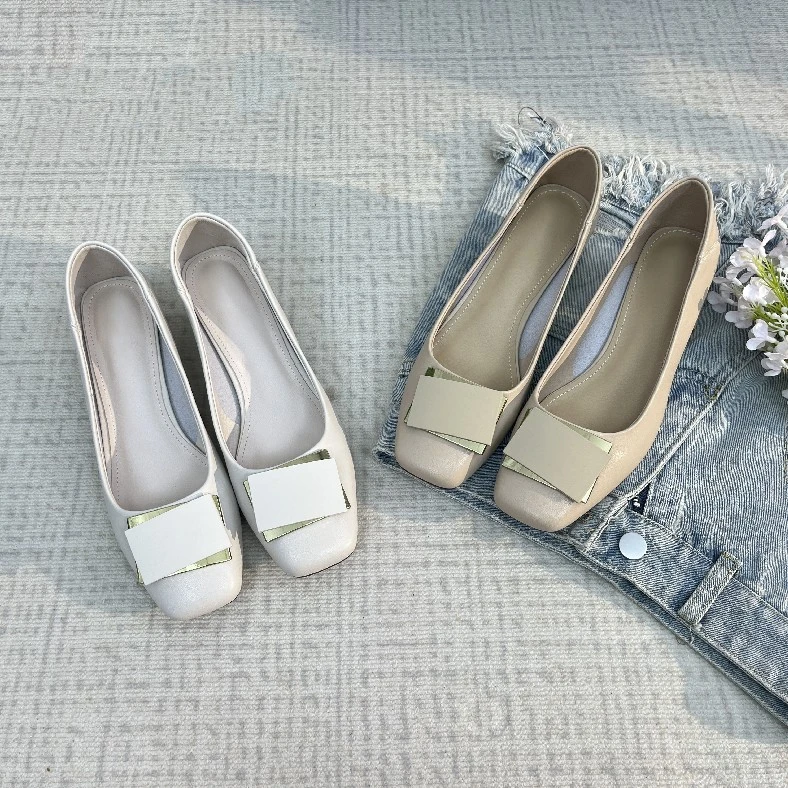 【现货秒发】线下同款2024新款真皮高跟鞋中跟粗跟舒适百搭单鞋女鞋