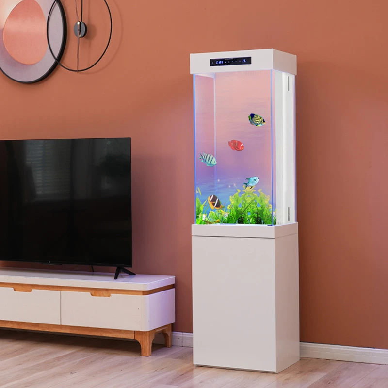 新款金鱼缸方形免换水落地家用客厅立式生态循环铝合金底滤水族箱