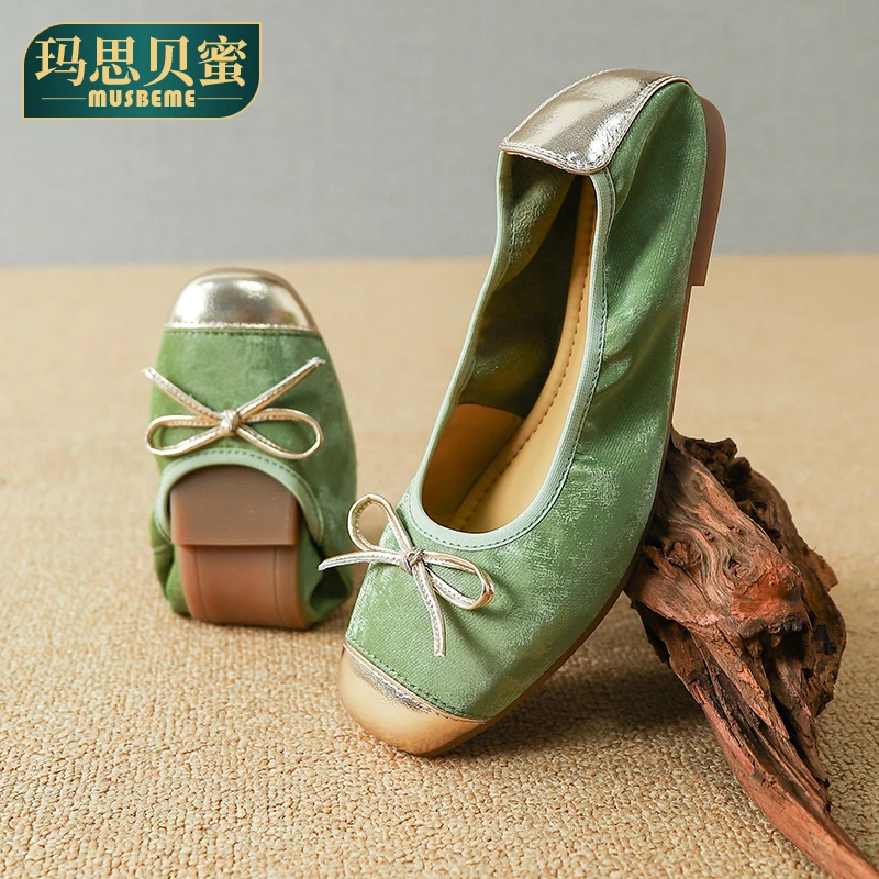玛思贝蜜2025春季高定国风缎面浅口舒适玛丽珍软底时尚单鞋