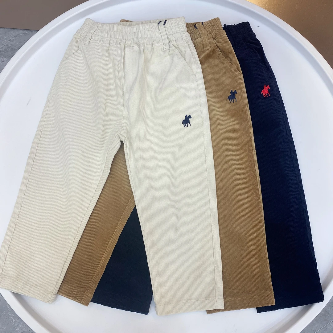 春秋季新款儿童休闲条绒长裤中大童宝宝中腰百搭男女童洋气休闲裤