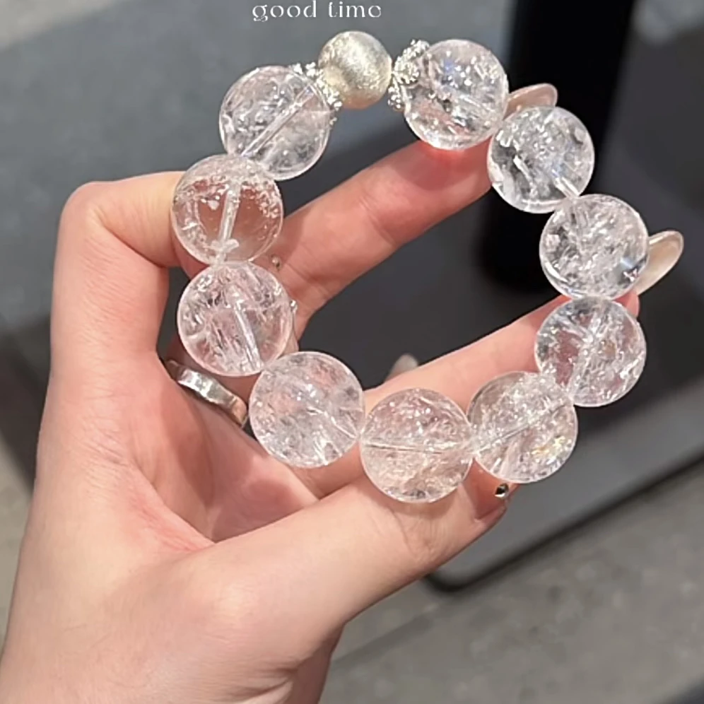 天然白阿塞水晶白水晶爆闪水晶清冷高级感简约原创设计国风感手串