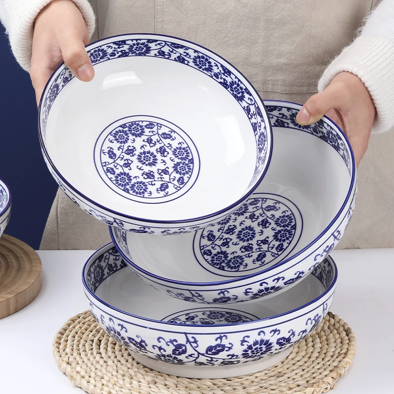 正品青花瓷9英寸汤碗陶瓷釉下彩大号加厚中式家用