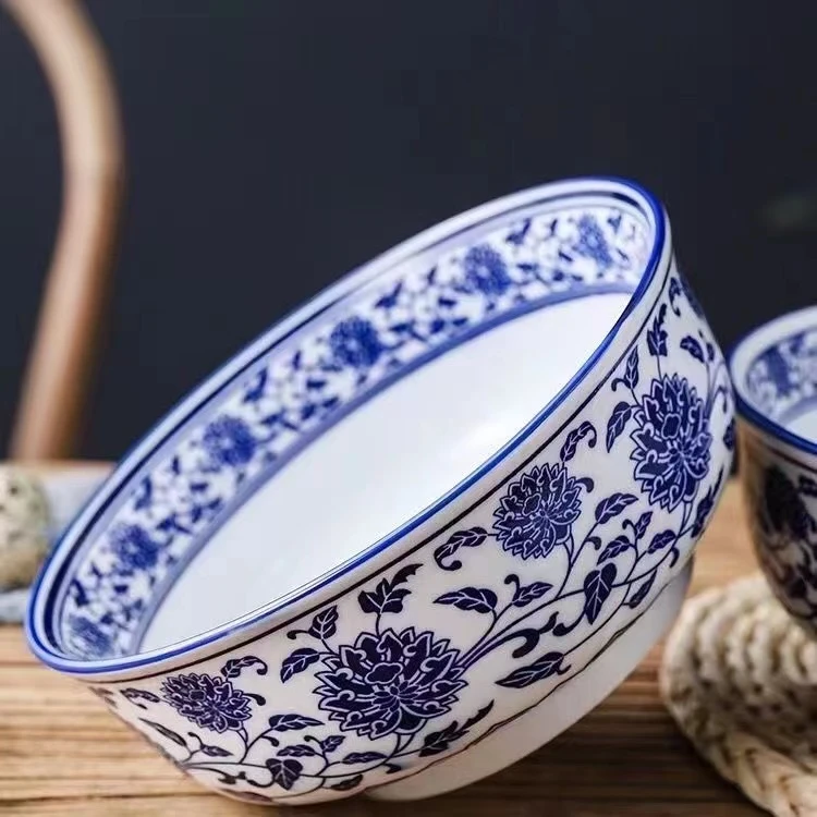 2个装青花瓷7英寸拉面碗家用陶瓷中式商用大碗