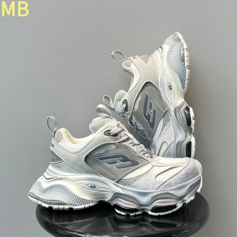 明星同款走秀同款老爹鞋男女ins潮百搭透气做旧厚底增高运动休闲