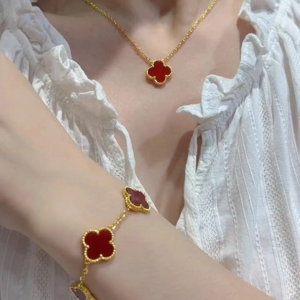 钛钢手链 四叶草五花手链高版本0114