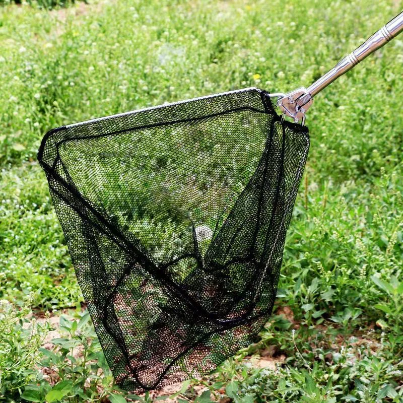 新款不锈钢折叠钓鱼抄网伸缩抄网杆折叠自动抄网一体抄网实心三角