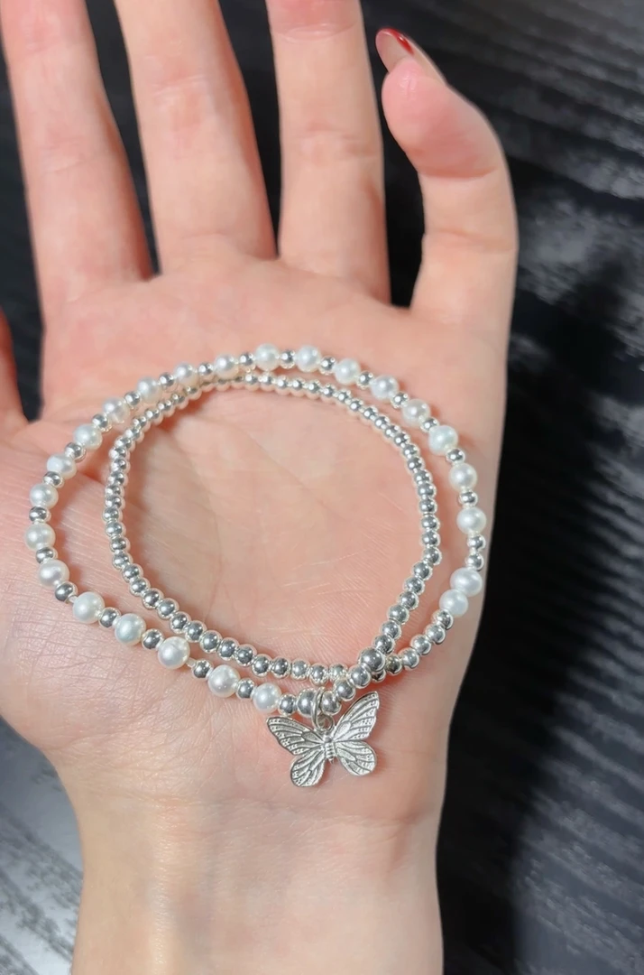 足银手链 足银DIY手链 蝴蝶手链时尚气质轻奢精致