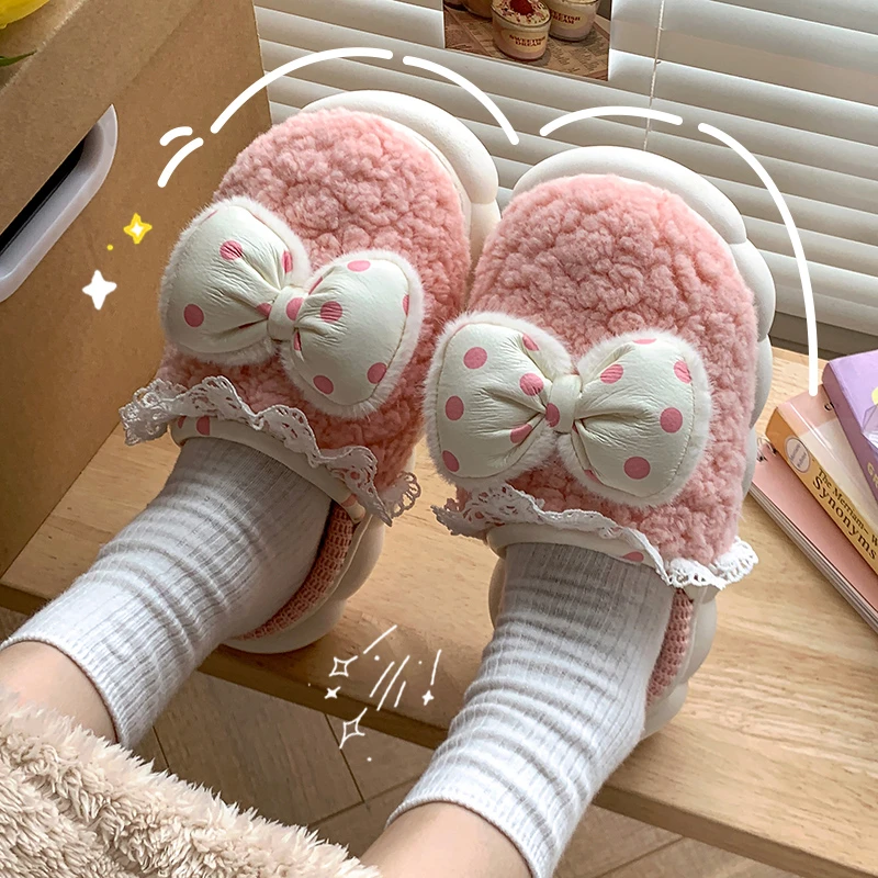 可爱棉拖鞋女冬季家用室内居家居保暖防滑厚底情侣新款毛毛拖鞋男