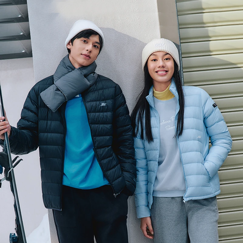 Skechers斯凯奇短款立领羽绒服男女同款秋冬新款舒适保暖休闲外套