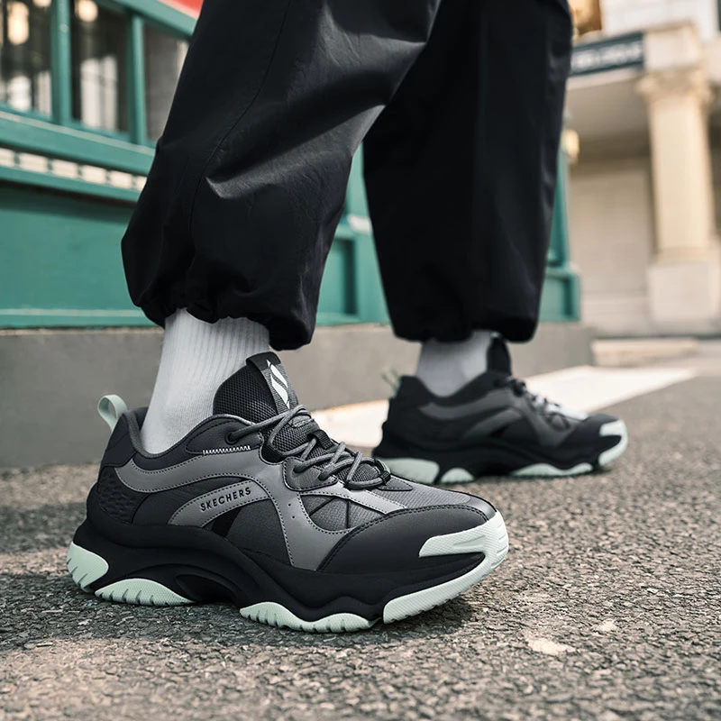 Skechers斯凯奇复古增高厚底老爹鞋潮流时尚男鞋新款运动鞋183185