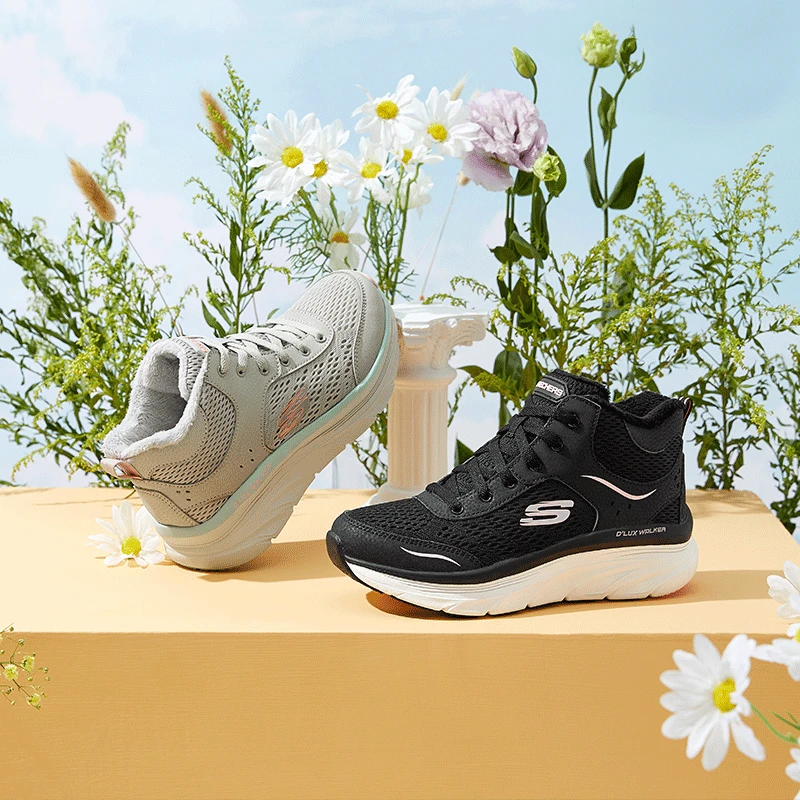 Skechers斯凯奇冬季新品女士加绒保暖中帮缓震休闲运动鞋167316