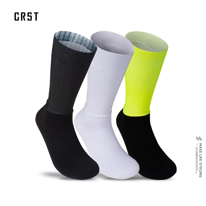 CRST透气清爽紧身骑行袜男女自行车公路车运动袜跑步中筒袜