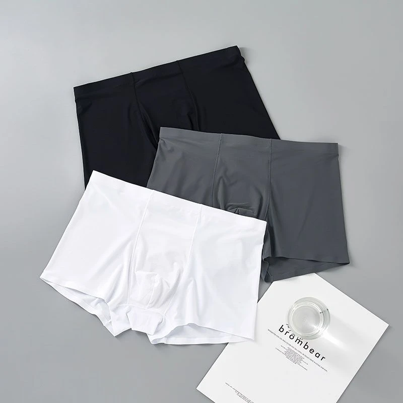 内裤男冰丝一片式无痕男士内短裤潮流个性运动男生四角裤夏季薄款