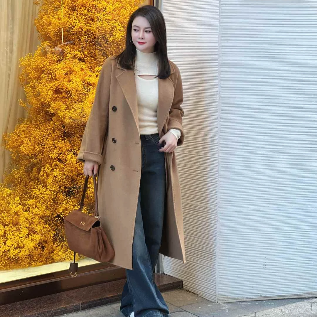 经典羊绒长外套轻柔舒适不挑身材时尚百搭中长款韩版