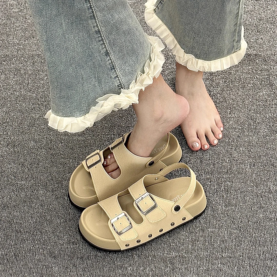 高级感厚底凉鞋女款外穿夏季新款不挑脚型百搭勃肯时尚休闲凉鞋子