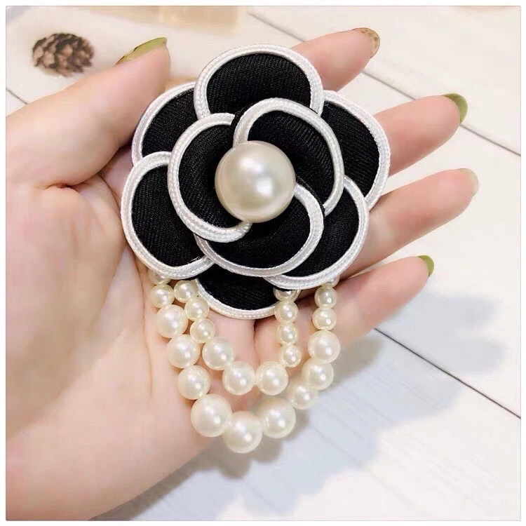 仟定此生双层珍珠茶花领花小香风明星衬衫同款搭配领花时尚牛津布