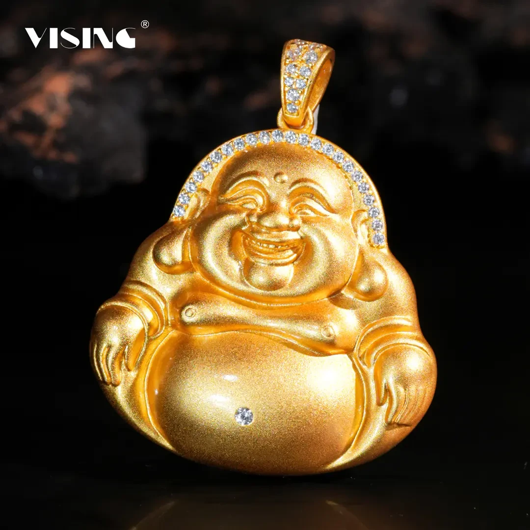 坠链均925银合成锆石 【福利】VISING珠宝珠宝金色佛公吊坠项链