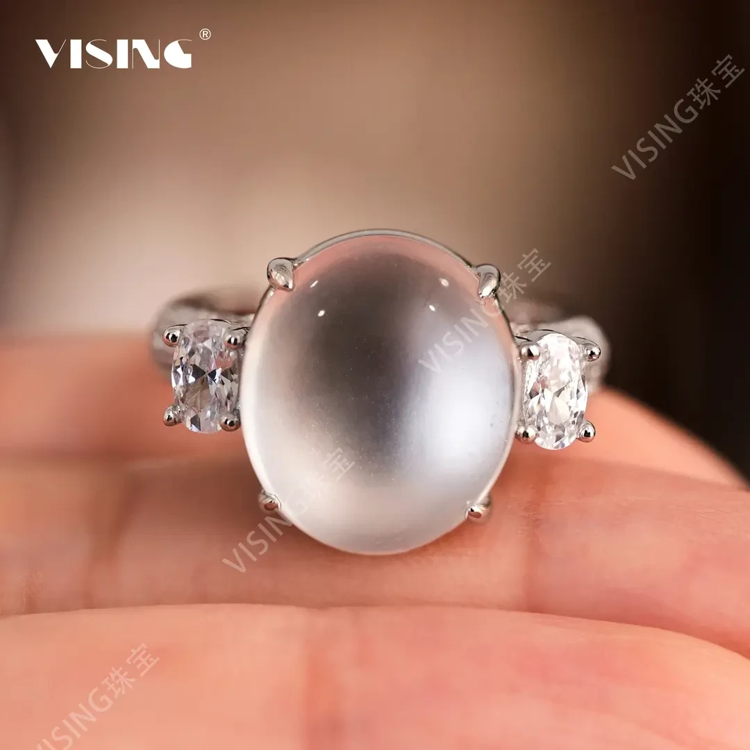 VISING天然石英质玉水沫鼎鸽子蛋戒指手饰国风新中式饰品