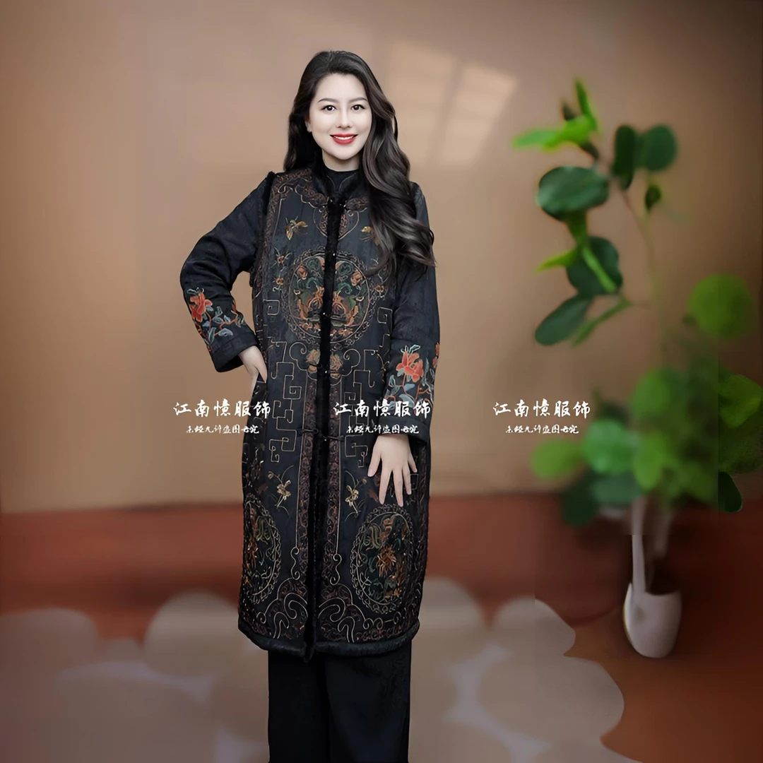 气质款大衣时尚加绒保暖秋冬女士百搭长款马甲外套新款宽松大码