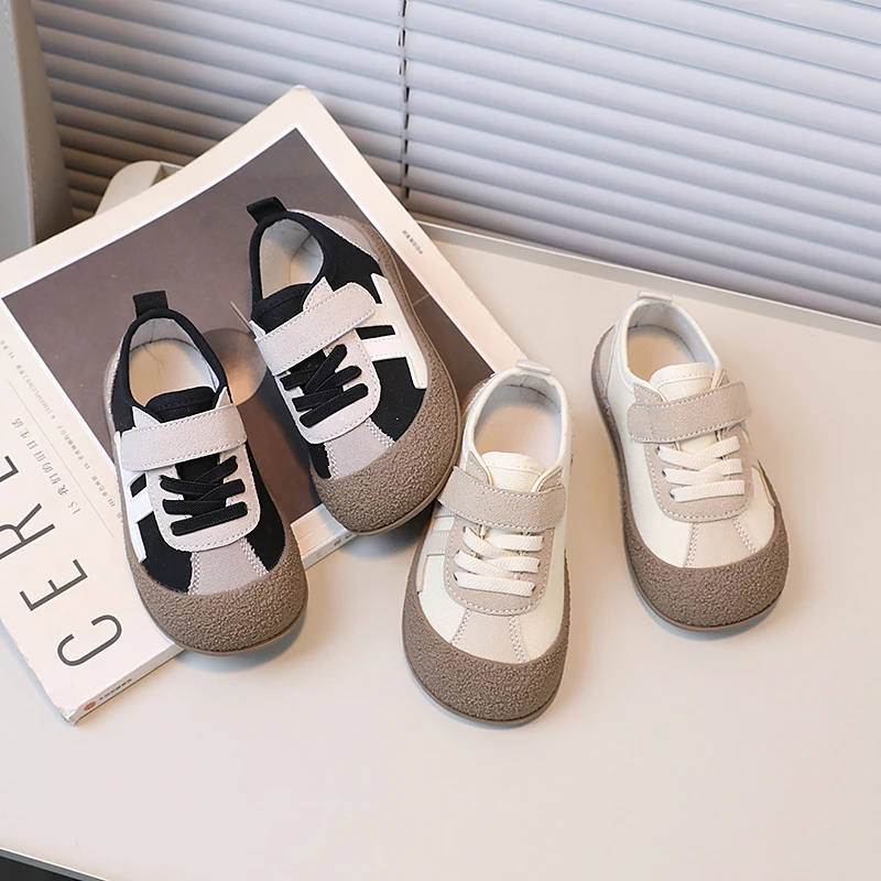 儿童帆布鞋2024春秋韩版休闲鞋基础百搭款低帮圆头拼色宝宝鞋板鞋