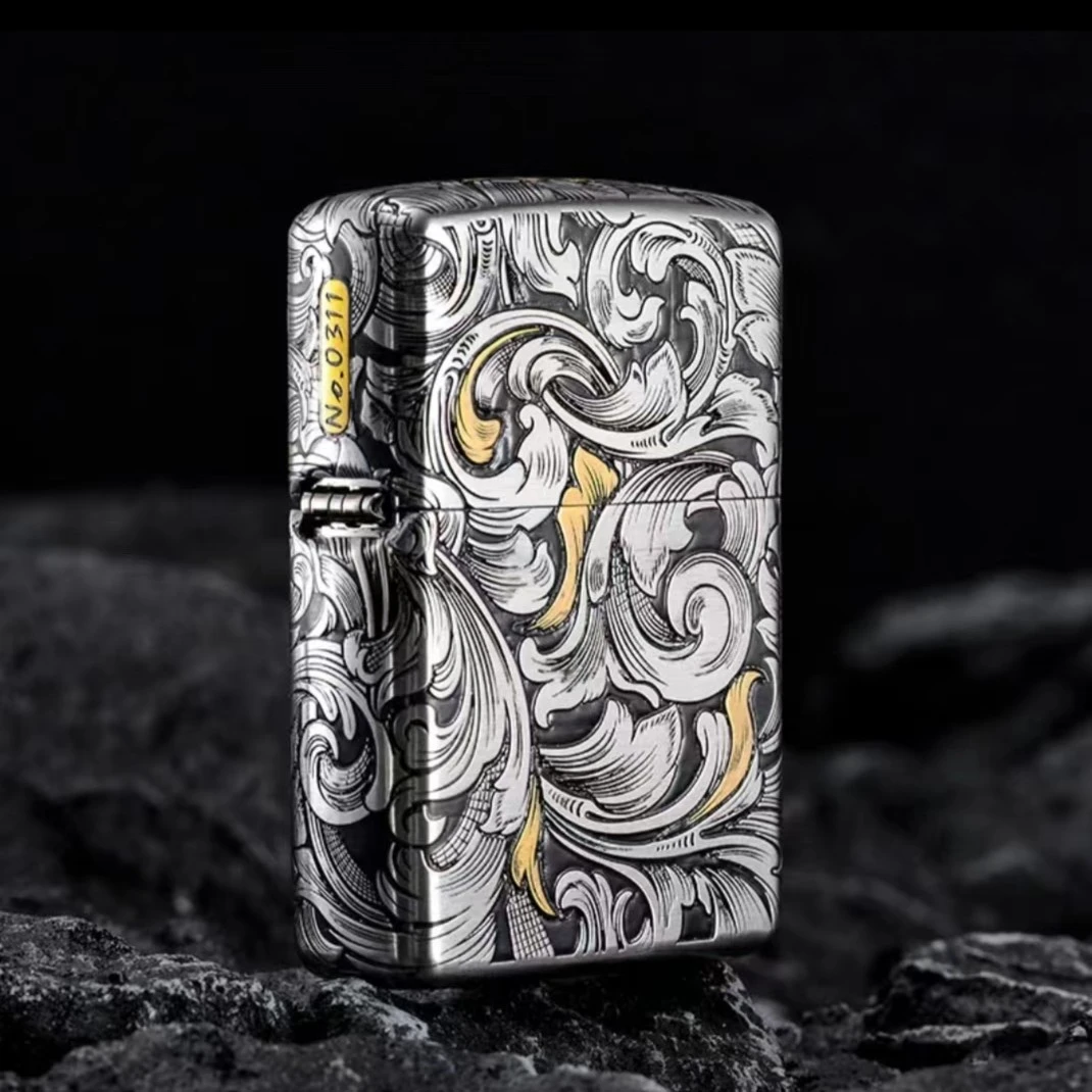 ZIPPO/之宝打火机 错金套壳 大叶唐草 防风经典立体 DYJ1