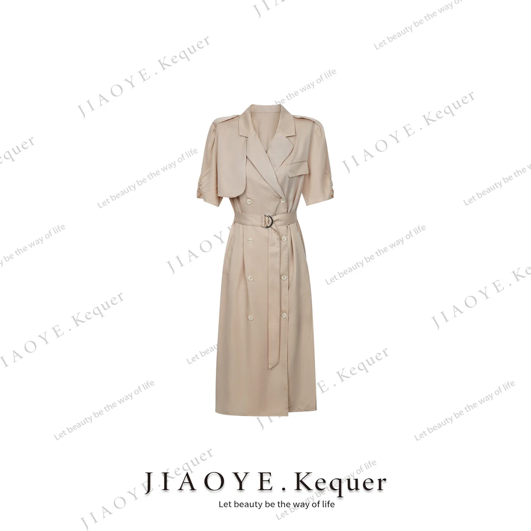 JiaoyeKequer春夏新款超显瘦工装连衣裙气质通勤干练长裙子 W3607