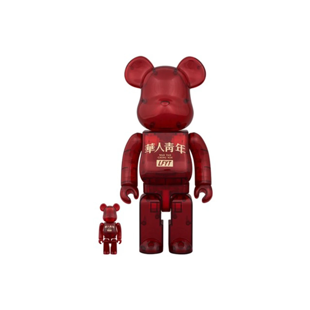 积木熊Bearbrick 华人青年联名 透明红 拆检400%+100%尺寸 潮玩