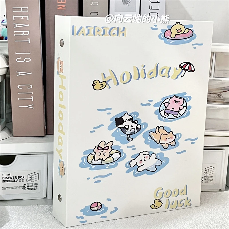 原创游泳ins风卡册卡通小狗A5硬壳高颜值拍立得相册小卡卡收纳册