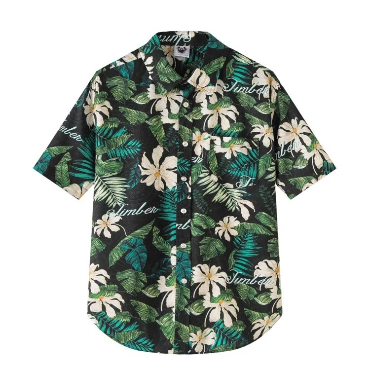 高支长绒棉高级感夏威夷短袖衬衫男泰国东南亚旅游度假沙滩花衬衣