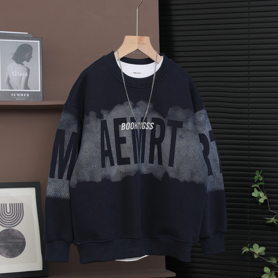 【2024623】男女童2024年春秋休闲字母卫衣洋气韩版中大童圆领