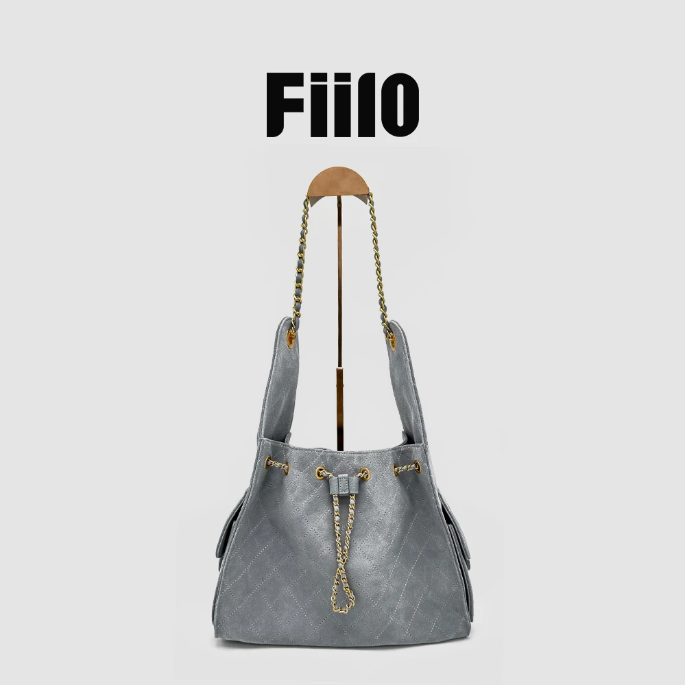 【Fiilo菲洛高奢】J44新款香家翻毛牛皮购物袋百搭女士单肩包