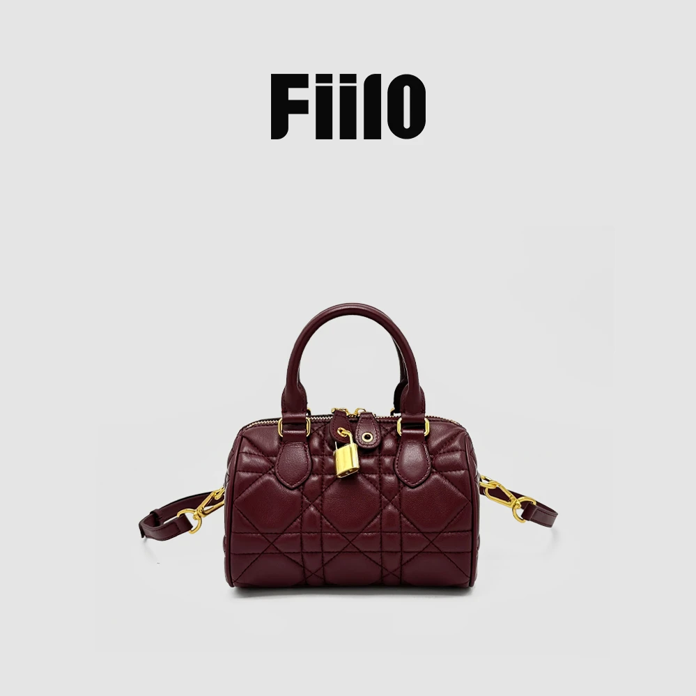 【Fiilo菲洛高奢】T26经典波士顿·高端定制复古菱格手提斜挎包