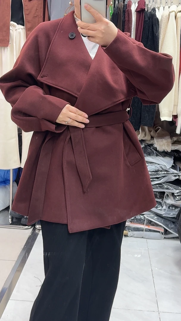 秋冬新款毛呢外套立领小个子高个子都适合