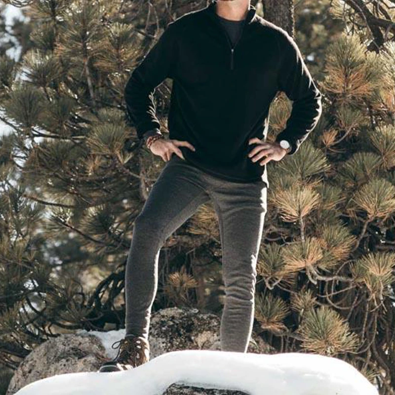 户外运动男美利奴羊毛长裤滑雪保暖速干裤秋裤跑步美丽诺
