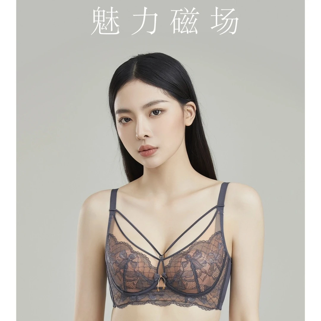 岱柔情超薄兔耳朵内衣软钢圈透气蕾丝性感聚拢大胸显小上托文胸