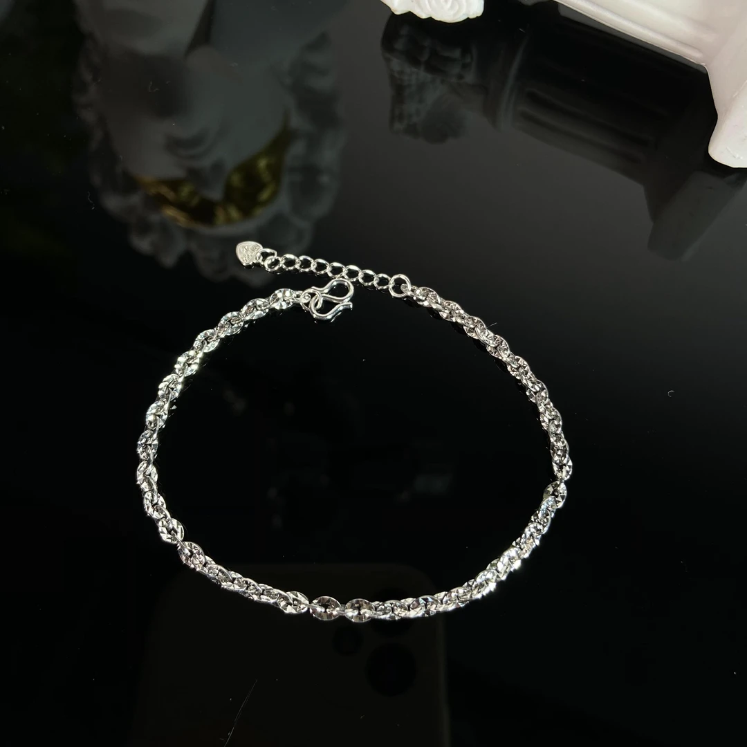 【芮泊珠宝】PT950铂金镭射闪片链手链（多退少补）素款简约白金手链