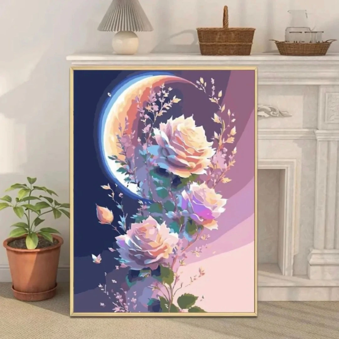 19.9简单色彩diy数字油画手工填色礼物家和万事兴系列手绘丙烯画