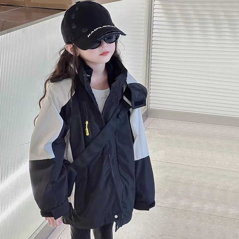 童装冲锋衣三合一春秋户外洋气新款中大童防风连帽外套风衣夹克衣