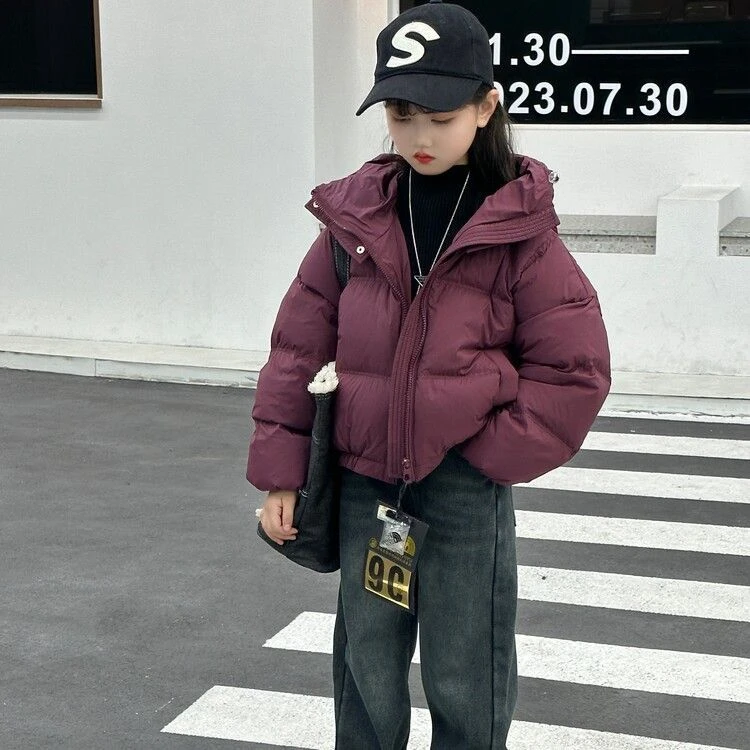 女童连帽羽绒棉服冬季新款中大童加厚洋气羽绒棉服外套儿童外套潮