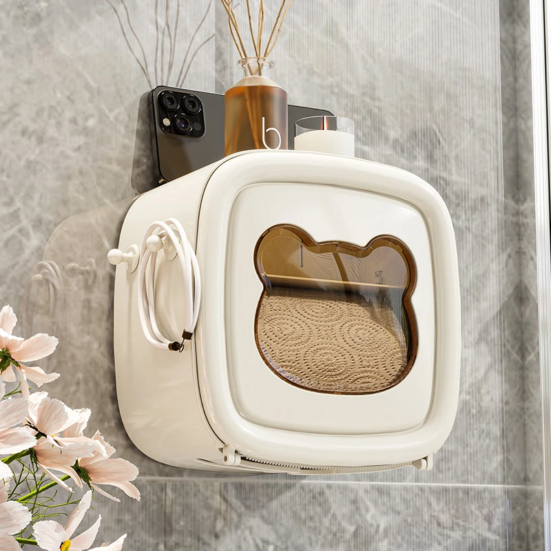 卫生间防水厕纸盒免打孔壁挂式卷纸筒盒纸巾盒洗脸巾护肤收纳盒